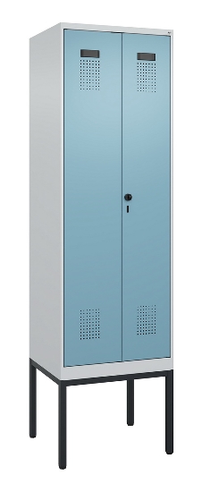 C+P PSA Doppel-Spind Evolo PLUS 0490327-20 Gestell 2 Abt.je 300mm Drehriegel (HxBxT) 2120x600x815mm 7035/5012