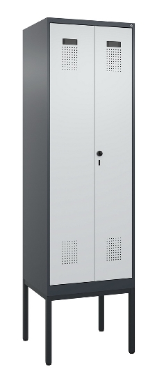 C+P PSA Doppel-Spind Evolo PLUS 0490327-20 Gestell 2 Abt.je 300mm Drehriegel (HxBxT) 2120x600x815mm 7035/5012