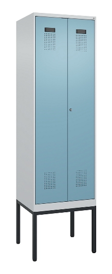 C+P PSA Doppel-Spind Evolo PLUS 0490327-20 Gestell 2 Abt.je 300mm Drehriegel (HxBxT) 2120x600x815mm 7035/5012