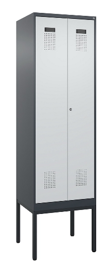 C+P PSA Doppel-Spind Evolo PLUS 0490327-20 Gestell 2 Abt.je 300mm Drehriegel (HxBxT) 2120x600x815mm 7035/5012