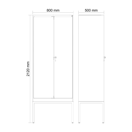 C+P Schwarz-Weiß-Spind Evolo PLUS 0490327-40 mit Gestell 4 Abt.je 300mm Drehriegel (HxBxT) 2120x1200x815mm 7035/0010