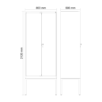 C+P Schwarz-Weiß-Spind Evolo PLUS 0490327-40 mit Gestell 4 Abt.je 300mm Drehriegel (HxBxT) 2120x1200x815mm 7035/0010