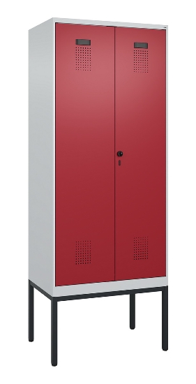 C+P Schwarz-Weiß-Spind Evolo PLUS 0490327-40 mit Gestell 4 Abt.je 300mm Drehriegel (HxBxT) 2120x1200x815mm 7035/0010