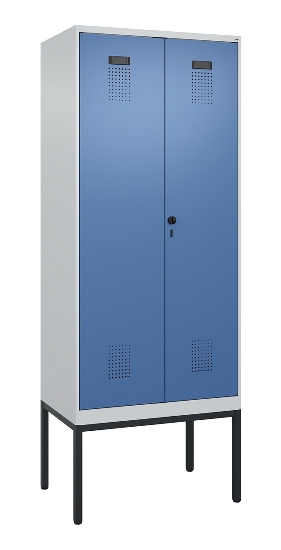 C+P Schwarz-Weiß-Spind Evolo PLUS 0490327-40 mit Gestell 4 Abt.je 300mm Drehriegel (HxBxT) 2120x1200x815mm 7035/0010