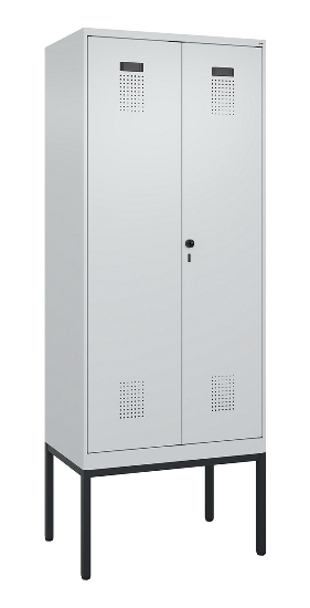 C+P Schwarz-Weiß-Spind Evolo PLUS 0490327-40 mit Gestell 4 Abt.je 300mm Drehriegel (HxBxT) 2120x1200x815mm 7035/0010