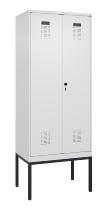 C+P Schwarz-Weiß-Spind Evolo PLUS 0490327-40 mit Gestell 4 Abt.je 300mm Drehriegel (HxBxT) 2120x1200x815mm 7035/0010