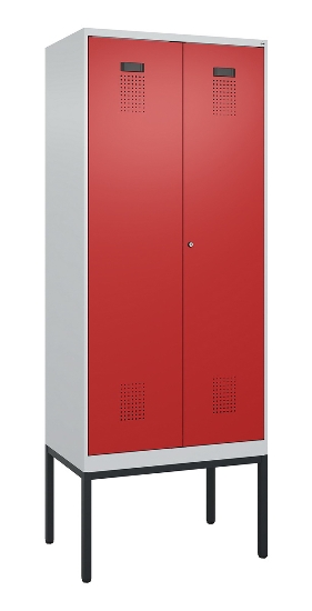 C+P Schwarz-Weiß-Spind Evolo PLUS 0490327-40 mit Gestell 4 Abt.je 300mm Drehriegel (HxBxT) 2120x1200x815mm 7035/0010