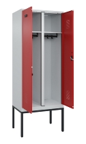 C+P Schwarz-Weiß-Spind Evolo PLUS 0490327-40 mit Gestell 4 Abt.je 300mm Drehriegel (HxBxT) 2120x1200x815mm 7035/0010