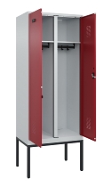 C+P Schwarz-Weiß-Spind Evolo PLUS 0490327-40 mit Gestell 4 Abt.je 300mm Drehriegel (HxBxT) 2120x1200x815mm 7035/0010