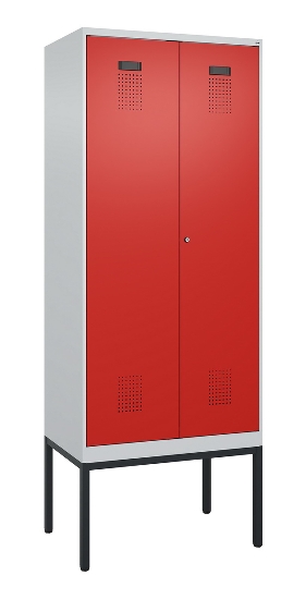 C+P Schwarz-Weiß-Spind Evolo PLUS 0490327-40 mit Gestell 4 Abt.je 300mm Drehriegel (HxBxT) 2120x1200x815mm 7035/0010
