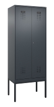C+P Schwarz-Weiß-Spind Evolo PLUS 0490327-40 mit Gestell 4 Abt.je 300mm Drehriegel (HxBxT) 2120x1200x815mm 7035/0010