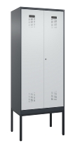 C+P Schwarz-Weiß-Spind Evolo PLUS 0490327-40 mit Gestell 4 Abt.je 300mm Drehriegel (HxBxT) 2120x1200x815mm 7035/0010