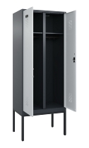 C+P Schwarz-Weiß-Spind Evolo PLUS 0490327-40 mit Gestell 4 Abt.je 300mm Drehriegel (HxBxT) 2120x1200x815mm 7035/0010