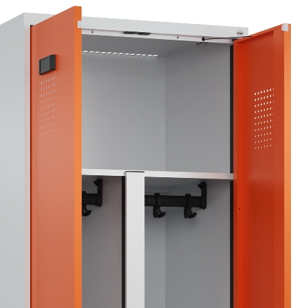 C+P PSA Doppel-Spind Evolo PLUS 0490327-22 mit Gestell 2 Abt.je 400mm Drehriegel (HxBxT) 2120x800x815mm 7035/1004