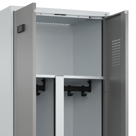C+P PSA Doppel-Spind Evolo PLUS 0490327-22 mit Gestell 2 Abt.je 400mm Drehriegel (HxBxT) 2120x800x815mm 7035/1004
