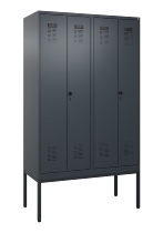 C+P Schwarz-Weiß-Spind Evolo PLUS 0490327-40 mit Gestell 4 Abt.je 300mm Drehriegel (HxBxT) 2120x1200x815mm 7035/0010