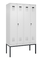 C+P Schwarz-Weiß-Spind Evolo PLUS 0490327-40 mit Gestell 4 Abt.je 300mm Drehriegel (HxBxT) 2120x1200x815mm 7035/0010