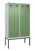 C+P Schwarz-Weiß-Spind Evolo PLUS 0490327-40 mit Gestell 4 Abt.je 300mm Drehriegel (HxBxT) 2120x1200x815mm 7035/0010