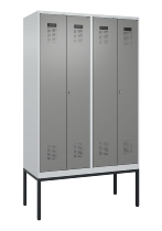 C+P Schwarz-Weiß-Spind Evolo PLUS 0490327-40 mit Gestell 4 Abt.je 300mm Drehriegel (HxBxT) 2120x1200x815mm 7035/0010
