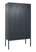 C+P Schwarz-Weiß-Spind Evolo PLUS 0490327-40 mit Gestell 4 Abt.je 300mm Drehriegel (HxBxT) 2120x1200x815mm 7035/0010