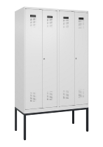 C+P Schwarz-Weiß-Spind Evolo PLUS 0490327-40 mit Gestell 4 Abt.je 300mm Drehriegel (HxBxT) 2120x1200x815mm 7035/0010