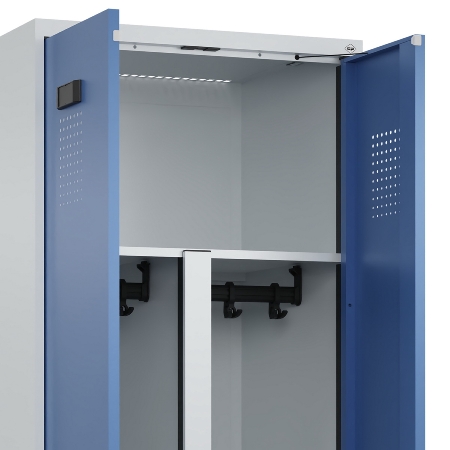 C+P PSA Doppel-Spind Evolo PLUS 0490327-22 mit Gestell 2 Abt.je 400mm Drehriegel (HxBxT) 2120x800x815mm 7035/1004