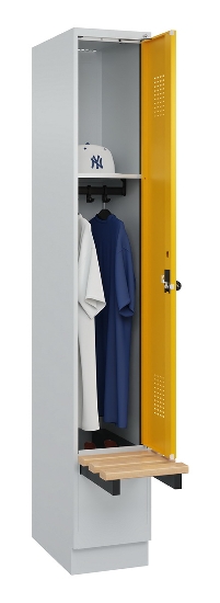 C+P Spind Evolo PLUS 049040-30 integrierte Bank 3 Abt.je 300mm Drehriegel (HxBxT) 1950x900x815mm 9016/6019