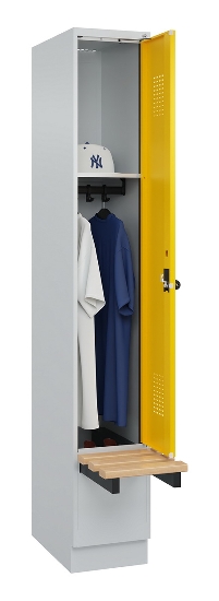 C+P Spind Evolo PLUS 049040-30 integrierte Bank 3 Abt.je 300mm Drehriegel (HxBxT) 1950x900x815mm 9016/6019