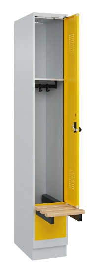 C+P Spind Evolo PLUS 049040-30 integrierte Bank 3 Abt.je 300mm Drehriegel (HxBxT) 1950x900x815mm 9016/6019
