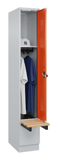 C+P Spind Evolo PLUS 049040-30 integrierte Bank 3 Abt.je 300mm Drehriegel (HxBxT) 1950x900x815mm 9016/6019