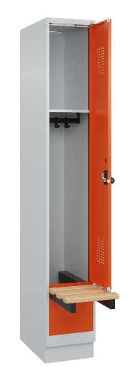 C+P Spind Evolo PLUS 049040-30 integrierte Bank 3 Abt.je 300mm Drehriegel (HxBxT) 1950x900x815mm 9016/6019