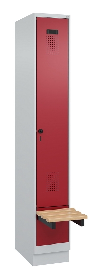 C+P Spind Evolo PLUS 049040-30 integrierte Bank 3 Abt.je 300mm Drehriegel (HxBxT) 1950x900x815mm 9016/6019