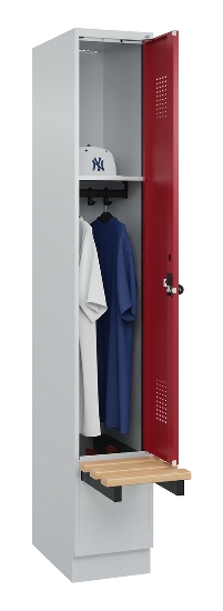 C+P Spind Evolo PLUS 049040-30 integrierte Bank 3 Abt.je 300mm Drehriegel (HxBxT) 1950x900x815mm 9016/6019