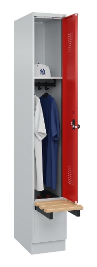 C+P Spind Evolo PLUS 049040-30 integrierte Bank 3 Abt.je 300mm Drehriegel (HxBxT) 1950x900x815mm 9016/6019