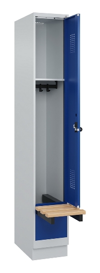 C+P Spind Evolo PLUS 049040-30 integrierte Bank 3 Abt.je 300mm Drehriegel (HxBxT) 1950x900x815mm 9016/6019