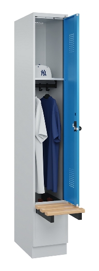 C+P Spind Evolo PLUS 049040-30 integrierte Bank 3 Abt.je 300mm Drehriegel (HxBxT) 1950x900x815mm 9016/6019