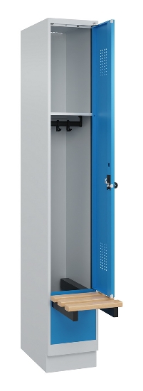 C+P Spind Evolo PLUS 049040-30 integrierte Bank 3 Abt.je 300mm Drehriegel (HxBxT) 1950x900x815mm 9016/6019