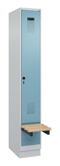 C+P Spind Evolo PLUS 049040-30 integrierte Bank 3 Abt.je 300mm Drehriegel (HxBxT) 1950x900x815mm 9016/6019