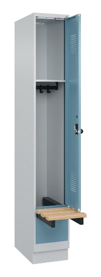 C+P Spind Evolo PLUS 049040-30 integrierte Bank 3 Abt.je 300mm Drehriegel (HxBxT) 1950x900x815mm 9016/6019