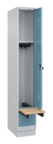C+P Spind Evolo PLUS 049040-30 integrierte Bank 3 Abt.je 300mm Drehriegel (HxBxT) 1950x900x815mm 9016/6019