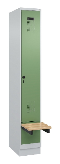 C+P Spind Evolo PLUS 049040-30 integrierte Bank 3 Abt.je 300mm Drehriegel (HxBxT) 1950x900x815mm 9016/6019
