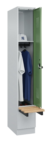 C+P Spind Evolo PLUS 049040-30 integrierte Bank 3 Abt.je 300mm Drehriegel (HxBxT) 1950x900x815mm 9016/6019