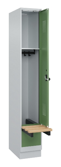 C+P Spind Evolo PLUS 049040-30 integrierte Bank 3 Abt.je 300mm Drehriegel (HxBxT) 1950x900x815mm 9016/6019