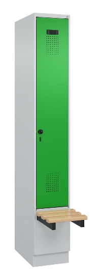 C+P Spind Evolo PLUS 049040-30 integrierte Bank 3 Abt.je 300mm Drehriegel (HxBxT) 1950x900x815mm 9016/6019