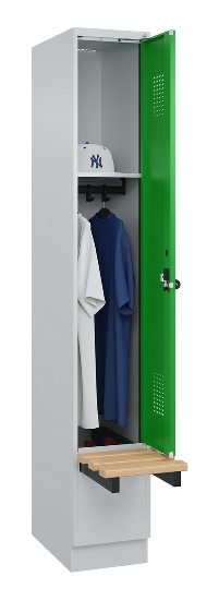 C+P Spind Evolo PLUS 049040-30 integrierte Bank 3 Abt.je 300mm Drehriegel (HxBxT) 1950x900x815mm 9016/6019
