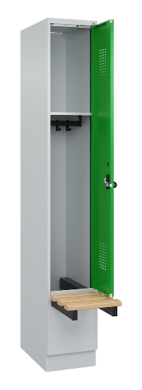 C+P Spind Evolo PLUS 049040-30 integrierte Bank 3 Abt.je 300mm Drehriegel (HxBxT) 1950x900x815mm 9016/6019