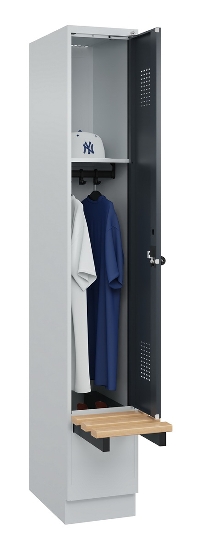 C+P Spind Evolo PLUS 049040-30 integrierte Bank 3 Abt.je 300mm Drehriegel (HxBxT) 1950x900x815mm 9016/6019