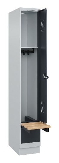 C+P Spind Evolo PLUS 049040-30 integrierte Bank 3 Abt.je 300mm Drehriegel (HxBxT) 1950x900x815mm 9016/6019