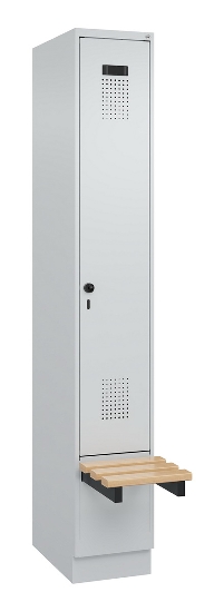 C+P Spind Evolo PLUS 049040-30 integrierte Bank 3 Abt.je 300mm Drehriegel (HxBxT) 1950x900x815mm 9016/6019