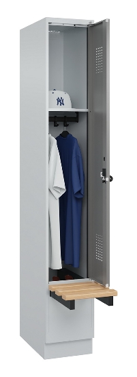 C+P Spind Evolo PLUS 049040-30 integrierte Bank 3 Abt.je 300mm Drehriegel (HxBxT) 1950x900x815mm 9016/6019